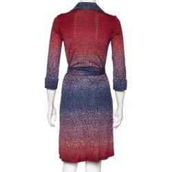 Pre Owned Diane Von Furstenberg Ophelia Printed Silk Jersey Justin Wrap Dress S