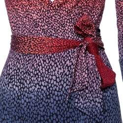 Pre Owned Diane Von Furstenberg Ophelia Printed Silk Jersey Justin Wrap Dress S