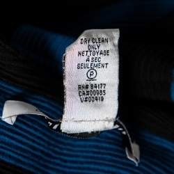 Pre Owned Diane von Furstenberg Blue-Black Striped Textured Wool Rigmora Dress M