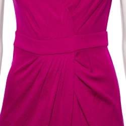 Pre Owned Diane von Furstenberg Fuchsia Wool Whitley Pleated Detailed Short Dress M