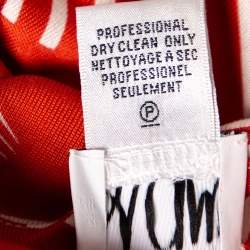 Pre Owned Diane von Furstenberg Dull Orange Printed Silk Reina Long Sleeve Dress S