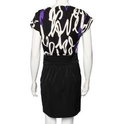 Pre Owned Diane von Furstenberg Multicolor Printed Silk And Synthetic Draped Harro Dress S