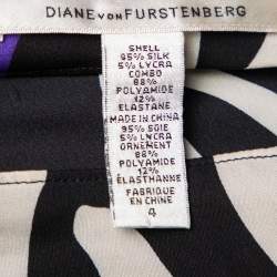 Pre Owned Diane von Furstenberg Multicolor Printed Silk And Synthetic Draped Harro Dress S