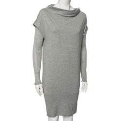 Pre Owned Diane von Furstenberg Grey Knit Financier Sweatshirt Dress S