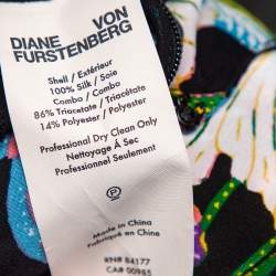 Diane von Furstenberg Black Floral Printed Silk Belted Jumpsuit M