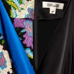 Diane von Furstenberg Black Floral Printed Silk Belted Jumpsuit M
