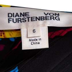 Pre Owned Diane von Furstenberg Black Floral Printed Silk Pintuck Detail Jumpsuit M