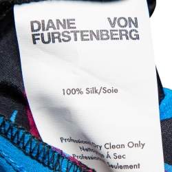 Pre Owned Diane von Furstenberg Black Floral Printed Silk Pintuck Detail Jumpsuit M