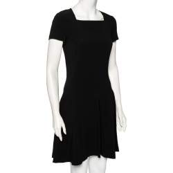 Pre Owned Diane von Furstenberg Black Crepe Hansine Flared Short Dress S