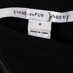 Pre Owned Diane von Furstenberg Black Crepe Hansine Flared Short Dress S