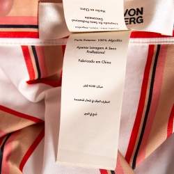 Pre Owned Diane von Furstenberg White Striped Cotton Belted Oversized Shirt Dress XS