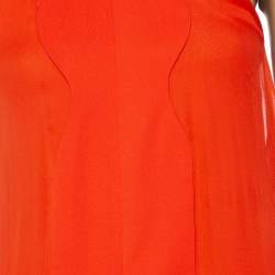 Pre Owned Diane von Furstenberg Orange Silk Chiffon Cuff Detailed Yakira Dress S