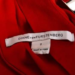 Pre Owned Diane von Furstenberg Orange Silk Chiffon Cuff Detailed Yakira Dress S
