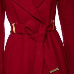 Pre Owned Diane von Furstenberg Red Wool Mikhaila Belted Coat S
