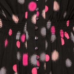 Pre Owned Diane von Furstenberg Black Polka Doted Silk Zazu Blouse S