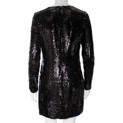Pre Owned Diane Von Furstenberg Black Sequin Embellished Silk Pauletta Dress M