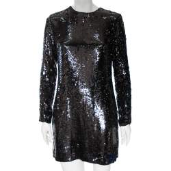Diane Von Furstenberg Black Sequins Embellished Suede and Leather