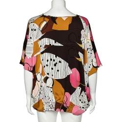 Pre Owned Diane von Furstenberg Multicolor Printed Silk Khalila Top L