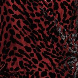 Pre Owned Diane von Furstenberg Burgundy Leopard Pattern Devore Katherine Wrap Dress L