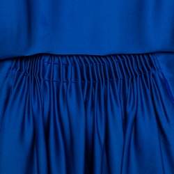 Pre Owned Diane von Furstenberg Blue Silk Ruched Handy Dress S