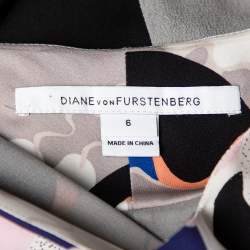 Pre Owned Diane von Furstenberg Multicolored Printed Silk Asami Dress M