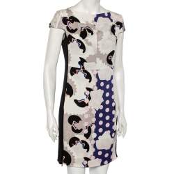 Pre Owned Diane von Furstenberg Multicolored Printed Silk Asami Dress M