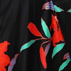 Pre Owned Diane Von Furstenberg Black Floral Printed Silk Maxi Dress M