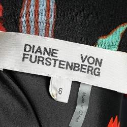 Pre Owned Diane Von Furstenberg Black Floral Printed Silk Maxi Dress M