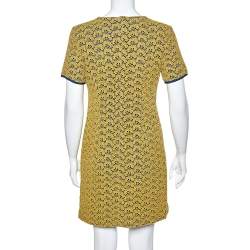 Pre Owned Diane von Furstenberg Yellow Lace Contrast Lined Shift Dress M