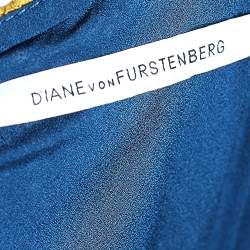 Pre Owned Diane von Furstenberg Yellow Lace Contrast Lined Shift Dress M