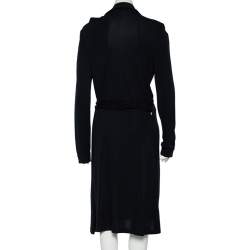 Pre Owned Diane von Furstenberg Midnight Blue Crepe New Jeanne Two Wrap Dress XL