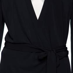 Pre Owned Diane von Furstenberg Midnight Blue Crepe New Jeanne Two Wrap Dress XL