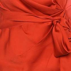 Pre Owned Diane von Furstenberg Orange Silk Della Top S