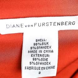 Pre Owned Diane von Furstenberg Orange Silk Della Top S