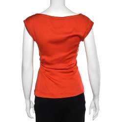 Pre Owned Diane von Furstenberg Orange Silk Della Top S