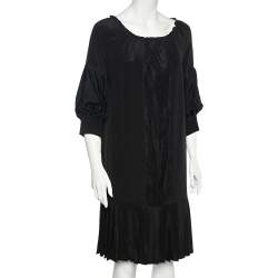 Pre Owned Diane von Furstenberg Black Silk & Lace Elsita Dress L