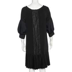Pre Owned Diane von Furstenberg Black Silk & Lace Elsita Dress L