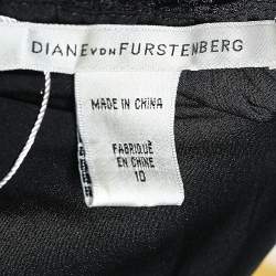 Pre Owned Diane von Furstenberg Black Silk & Lace Elsita Dress L