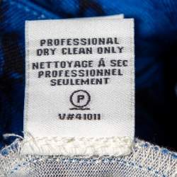 Pre Owned Diane Von Furstenberg Blue Printed Silk Knit Nollie Dress L