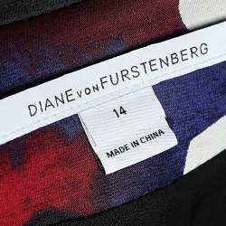 Pre Owned Diane Von Furstenberg Multicolored Printed Silk Vint Stretch Blazer XL