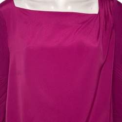 Pre Owned Diane von Furstenberg Purple Crepe Pleated Sleeve Detail Cebolla Blouse L
