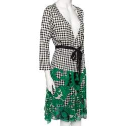 Pre Owned Diane von Furstenberg Multicolored Print Silk Knit Rivera Wrap Dress XL