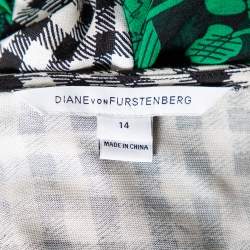 Pre Owned Diane von Furstenberg Multicolored Print Silk Knit Rivera Wrap Dress XL