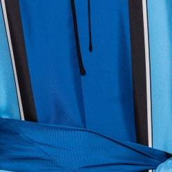 Pre Owned Diane von Furstenberg Blue Scarf Print Silk Belted Maxi Dress M