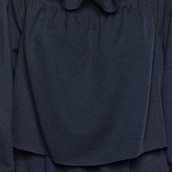 Pre Owned Diane Von Furstenberg Navy Blue Crepe Off-Shoulder Mini Dress M