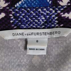 Pre Owned Diane von Furstenberg Blue Python Printed Silk Jersey Abigail Wrap Dress M