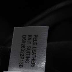 Pre Owned Diane von Furstenberg Black Knit Pele Leather Short Sleeve Dress M