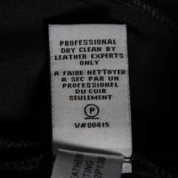 Pre Owned Diane von Furstenberg Black Knit Pele Leather Short Sleeve Dress M