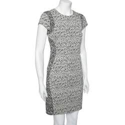 Diane Von Furstenberg Monochrome Cotton Wave Jacquard Pele Snake Dress M