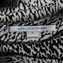 Diane Von Furstenberg Monochrome Cotton Wave Jacquard Pele Snake Dress M